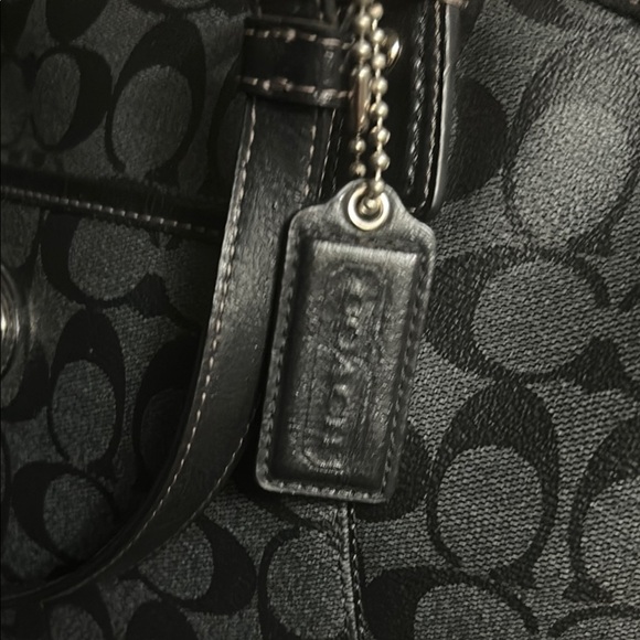 Coach Black Monogram Tote with Leather Handles - Picture 3 of 15